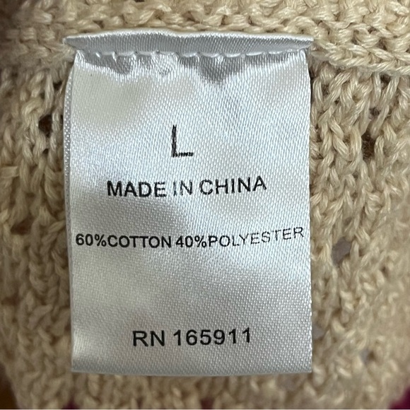 Women’s Grace+Karma Boho Anthropology Knit Crochet Top Size Large Button Front - Picture 9 of 9